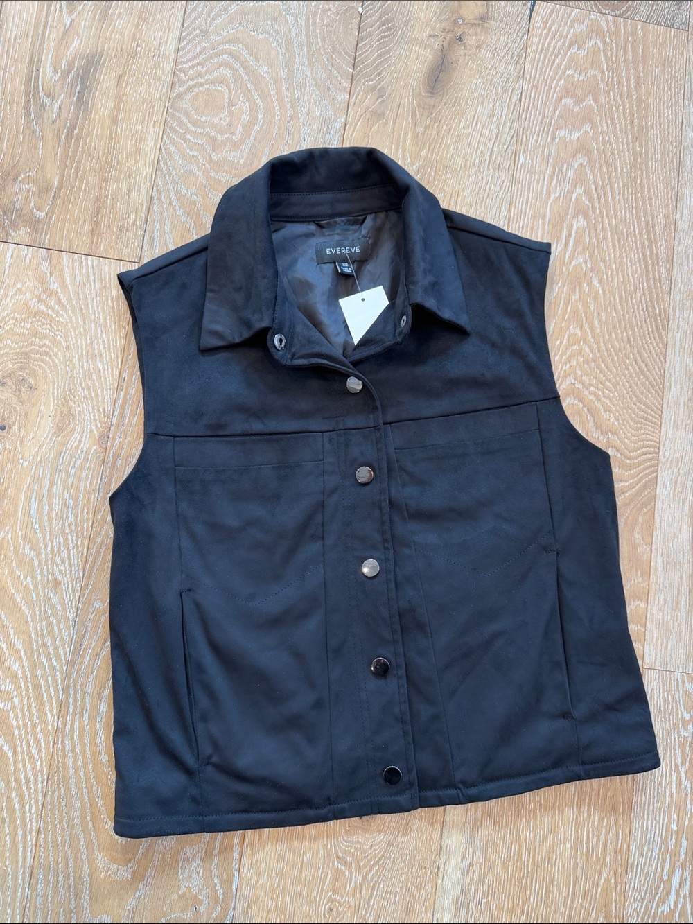 NWT Evereve Reagan Faux Suede Black Vest Size XS
